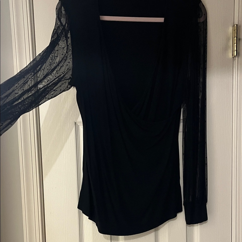 Black Lace Sleeve Top